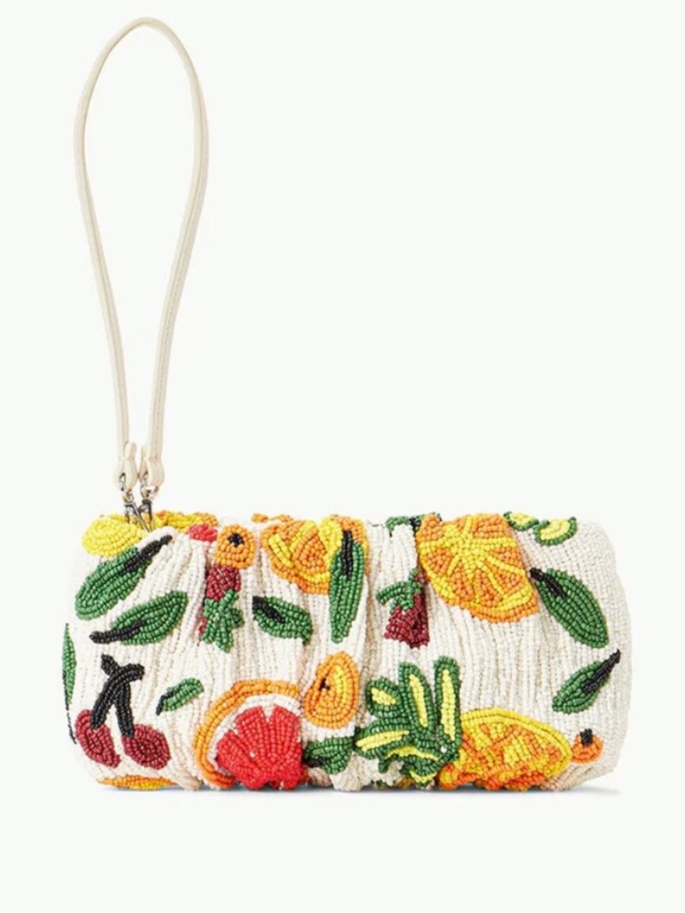 STAUD Beaded Bean Bag Fruit Print Convertible Clutch Shoulder Bag NWT - Picture 6 of 14
